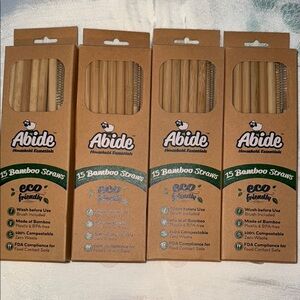 4 Boxes of Abide Bamboo Straws Set NIB